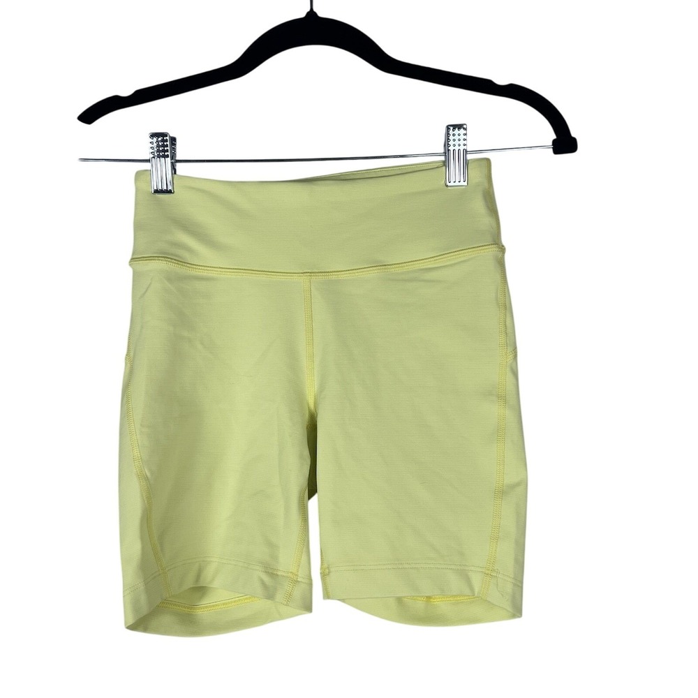 Outdoor Voices‎ Womens XS Shorts Yellow TechSweat Biker Athletic Active Gym Yoga